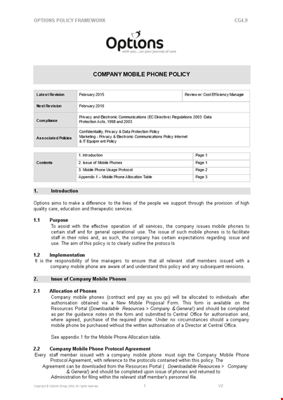 company phone policy template template