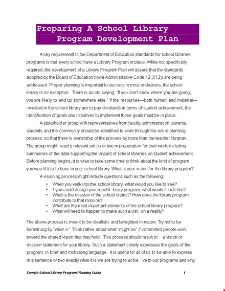 school library development plan template