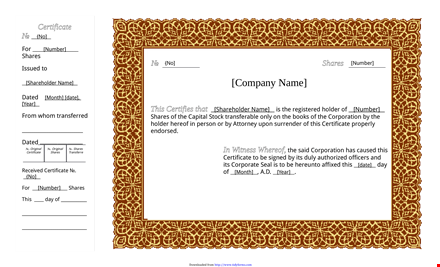 create your own stock certificate | easy to customize template template