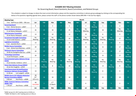 yearly meeting schedule template template