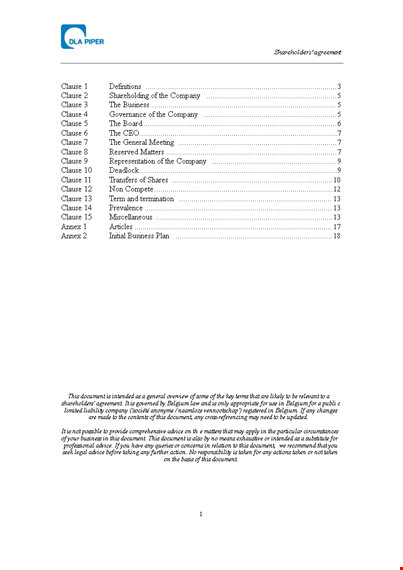 company shareholder agreement - optimize operations with robust guidelines template