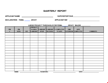 quarterly progress report blank form template