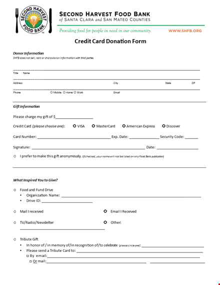 credit card donation form template | secure and easy-to-use | free information template