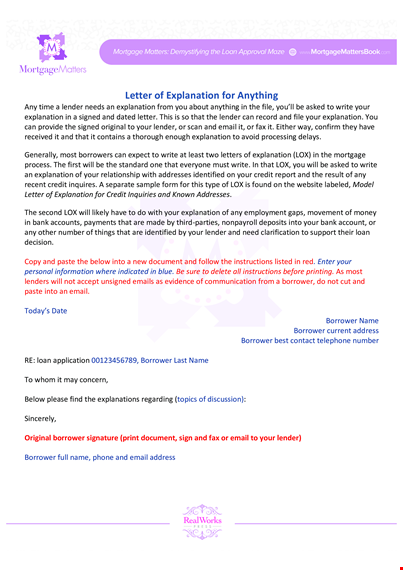 late payment explanation letter template