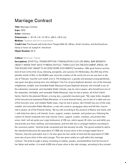 marriage contract template for brides and grooms template