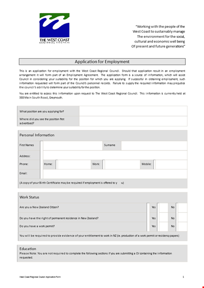 employment application template - easily apply for council positions template