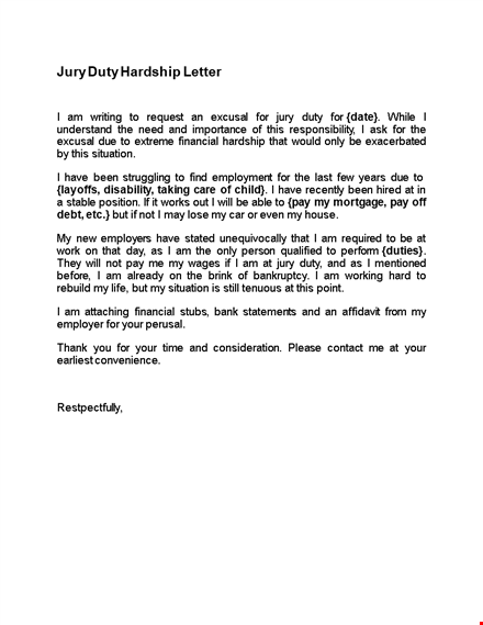 create a powerful jury duty excuse letter template for hardship & excusal template