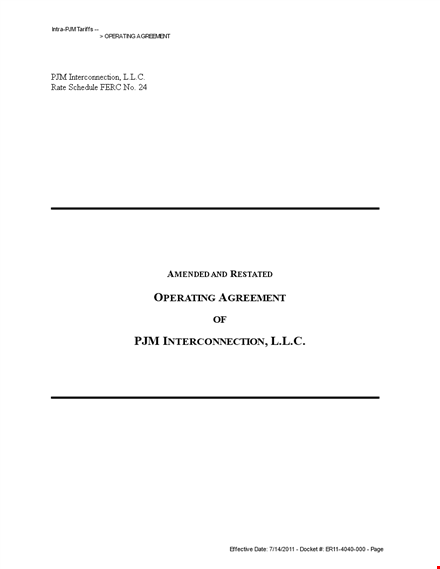 sample operating agreement for corporation - market transmission & interconnection template