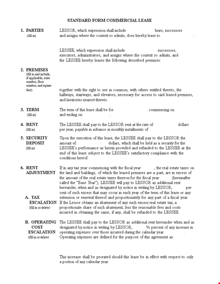 commercial lease agreement template - create agreements between lessee and lessor effortlessly template