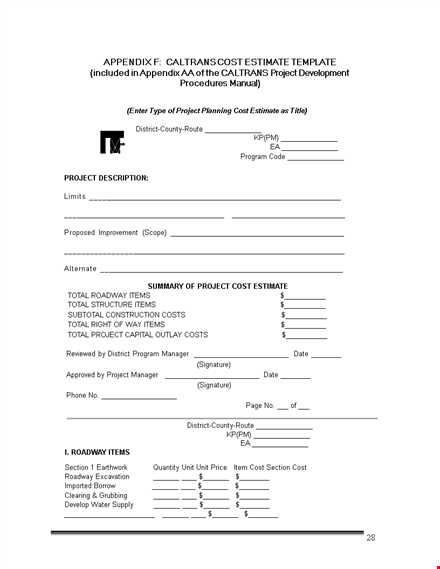 professional estimate template - easily track total, subtotal, sections, and items template