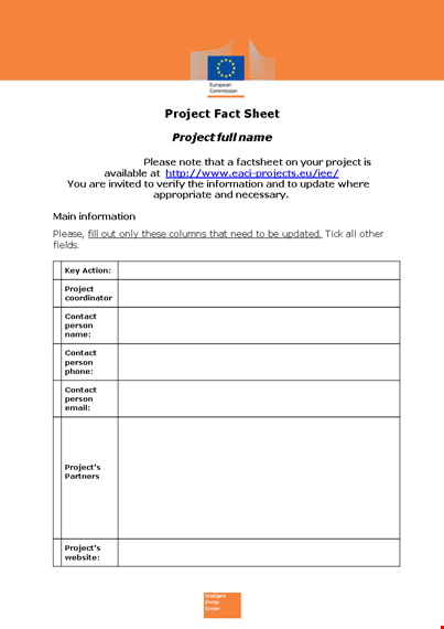 create a project fact sheet - easy to use template template