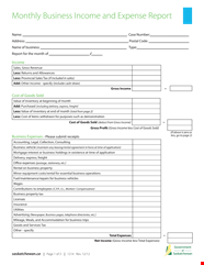 Monthly Income And Expense Report