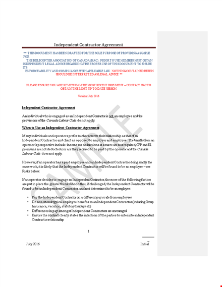 independent contractor agreement | hire contractors & freelancers template