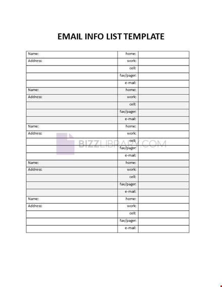 email info list template template