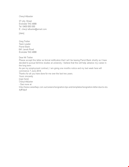 last minute student resignation letter template template