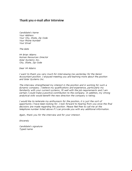 thank you email template for interview | systems position interview thank you note template