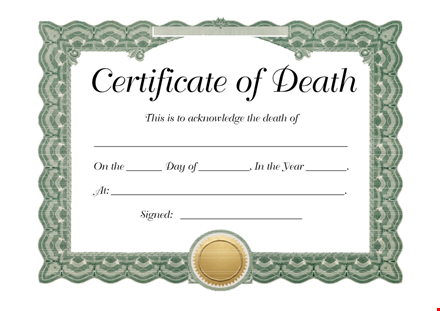 blank death certificate template - create custom certificates template