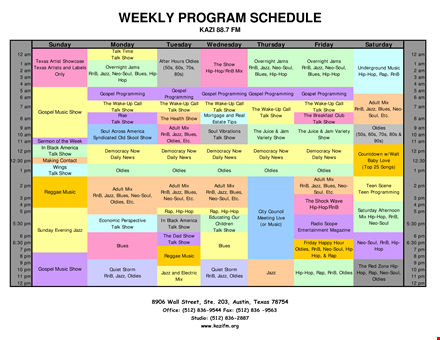 weekly program template