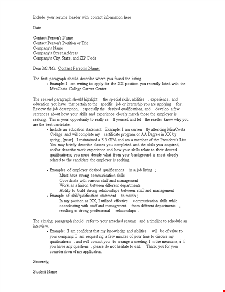 professional cover letter template template