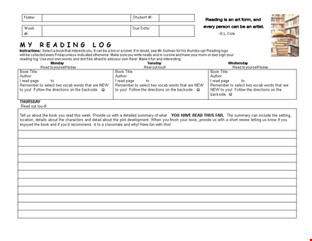 download a free reading log template to track your words and vocab template
