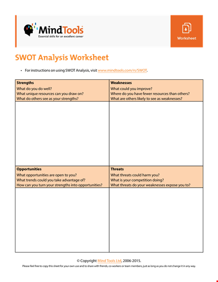 swotanalysisworksheet template