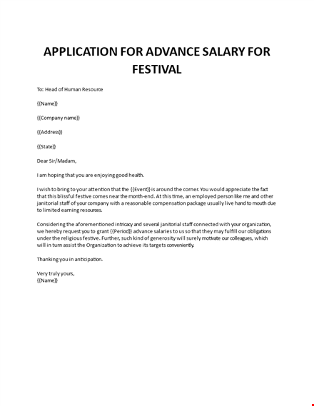application for advance salary for festival template