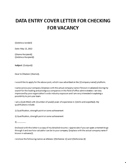 data entry application letter template