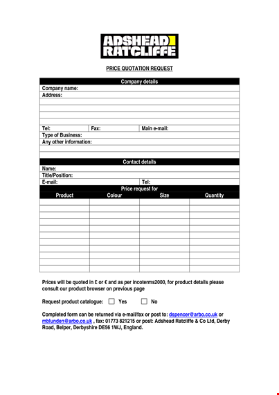 company price quotation template