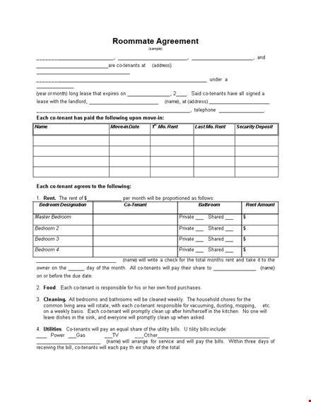 roommate agreement template for a smooth co-living experience template