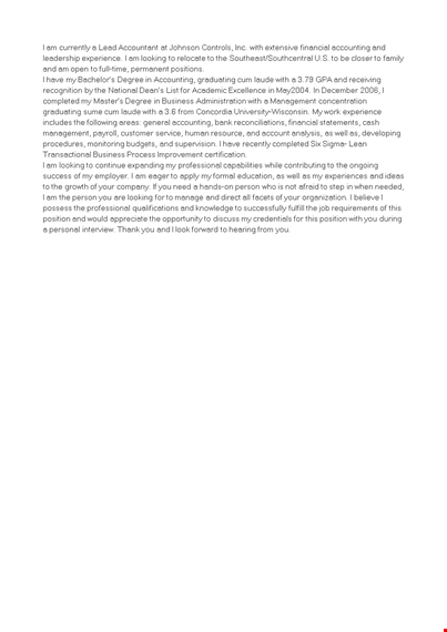 lead accounting cover letter template