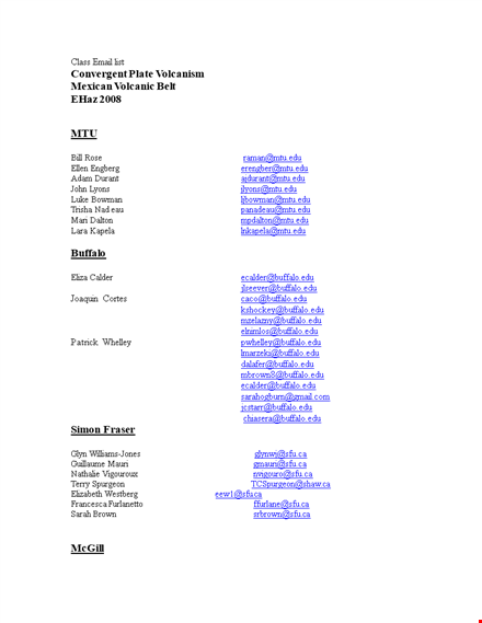 class mailing list template template
