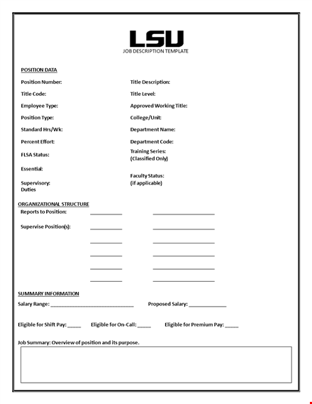 customize your job description template for the perfect position description template