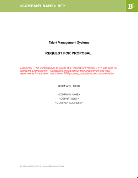 customized rfp solution for talent management requirements - download template template