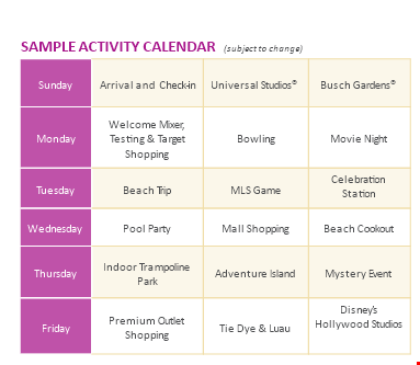simple activity calendar template iazzsyvmh template