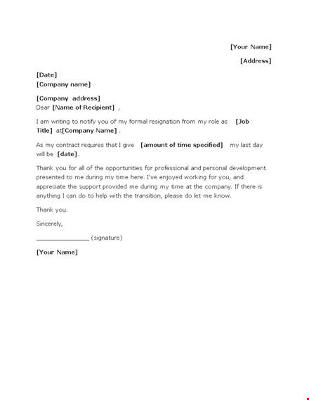 employer job resignation letter template template