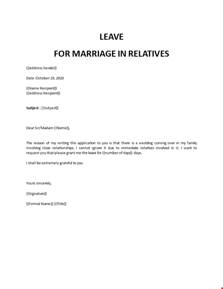 cousin marriage leave template