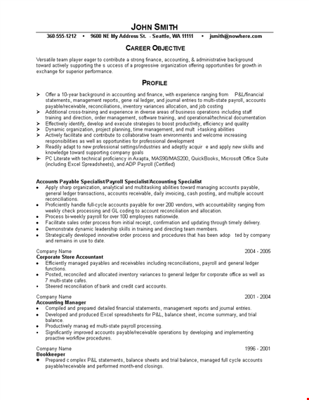 fresher accountant resume doc template