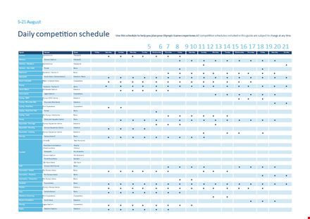daily sports competition schedule template gzdbulnp template