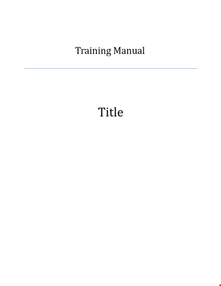 training manual template - easily prepare your introduction and title template