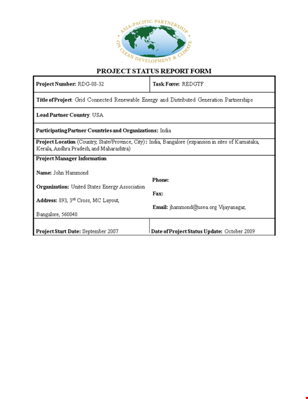 project status report form template