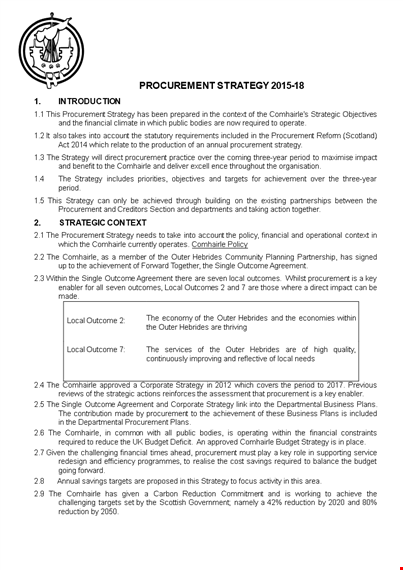 simple procurement strategy template for local suppliers | comhairle template