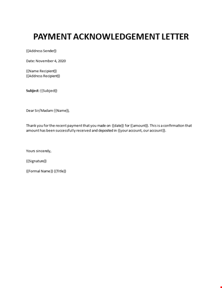 acknowledgement receipt of payment template