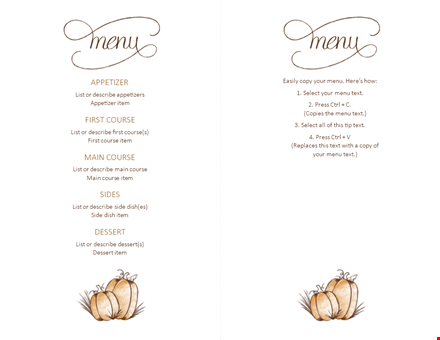 plan a delicious thanksgiving menu - template for every course template
