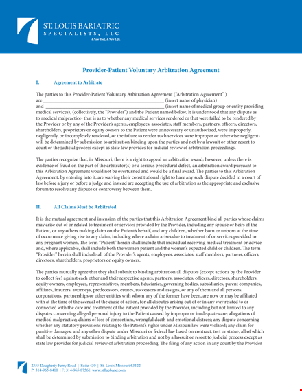 voluntary arbitration agreement template template