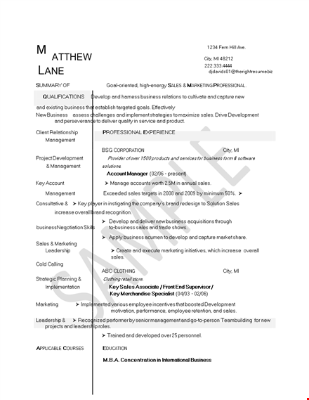 marketing account manager template