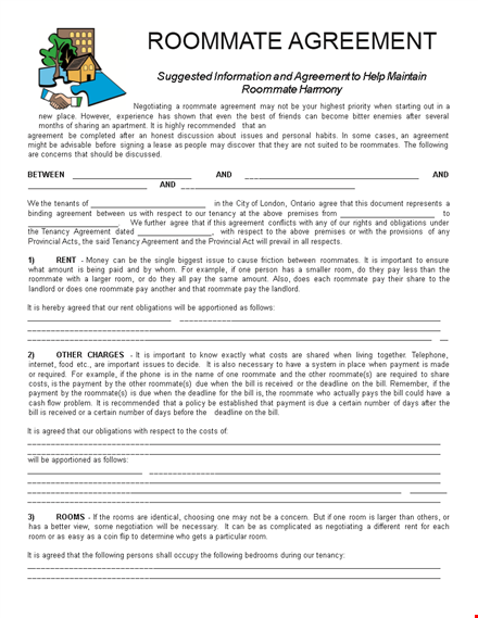 roommate agreement template - create an agreement with your roommate template