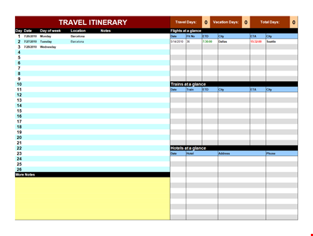 custom travel itinerary - personalized trip planner template
