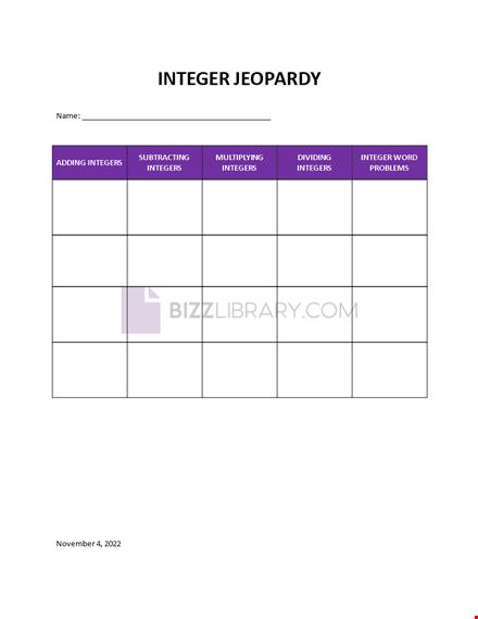 integer jeopardy template template