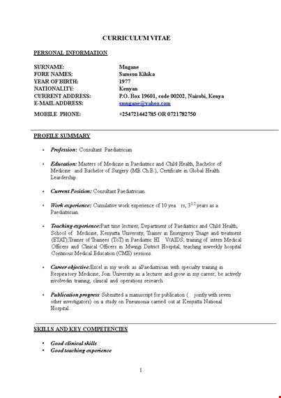 professional doctor in paediatrics | university health | kenya template
