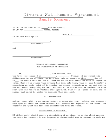 divorce agreement: husband and party shall abide by terms template
